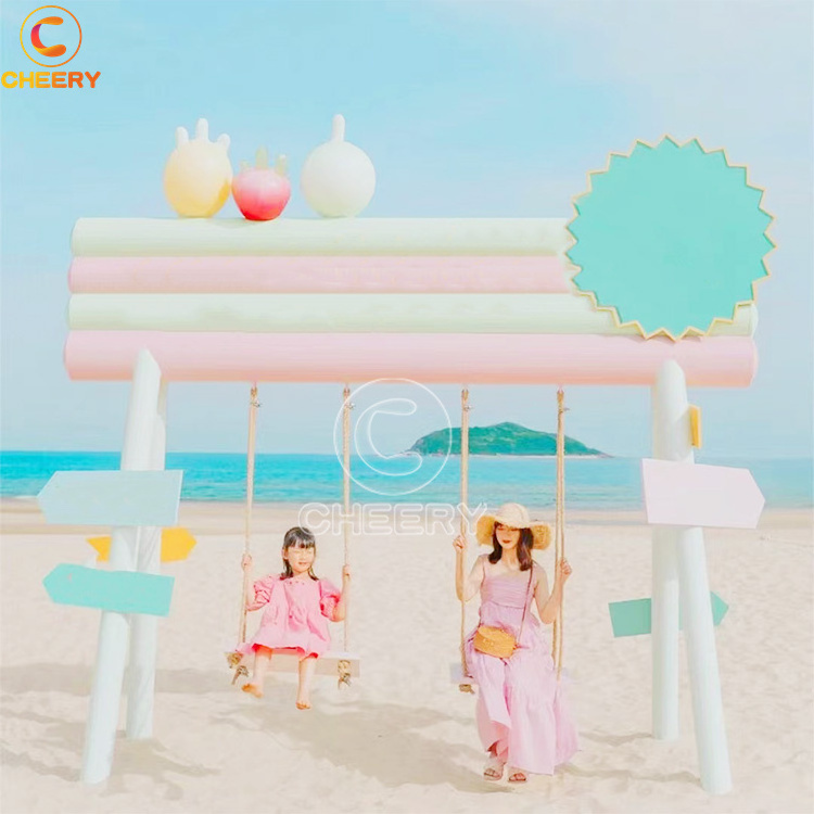 Custom Size Rainbow Swing rides Outdoor Beach Kids Playground Happy Swing Sets For School And Park