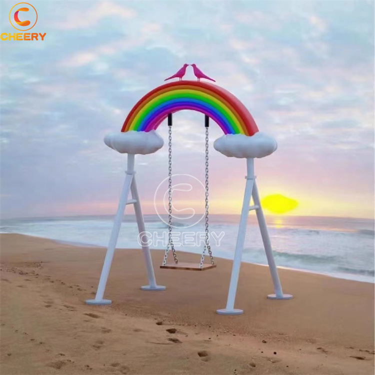 Custom Size Rainbow Swing rides Outdoor Beach Kids Playground Happy Swing Sets For School And Park