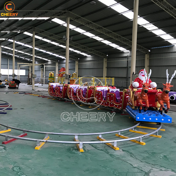 Attraction kids playground games Christmas Santa Claus electric mini train amusement park track train