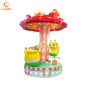 Portable kiddie rides fiberglass miniature merry go round children toy mini indoor carousel for sale