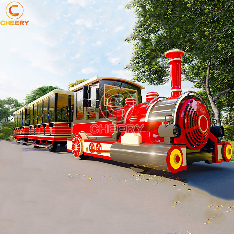 Amusement park product carnival game adults kiddie electric diesel tourist road big trackless train ride