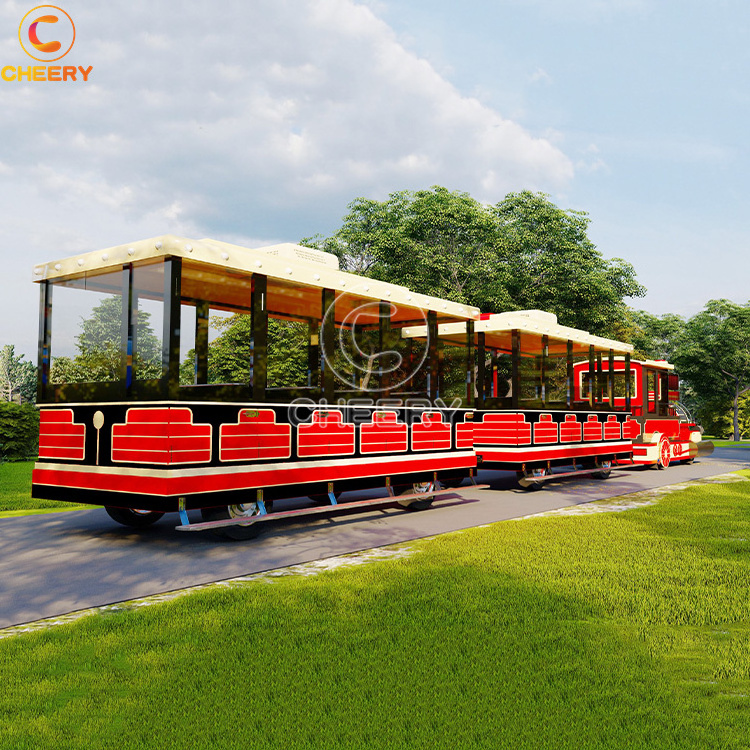 Amusement park product carnival game adults kiddie electric diesel tourist road big trackless train ride