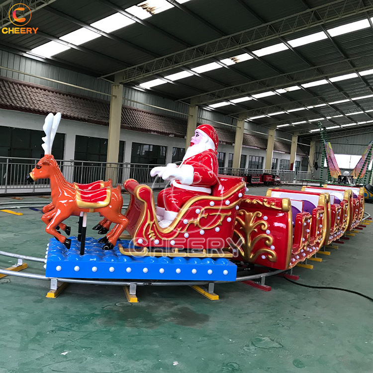 Attraction kids playground games Christmas Santa Claus electric mini train amusement park track train