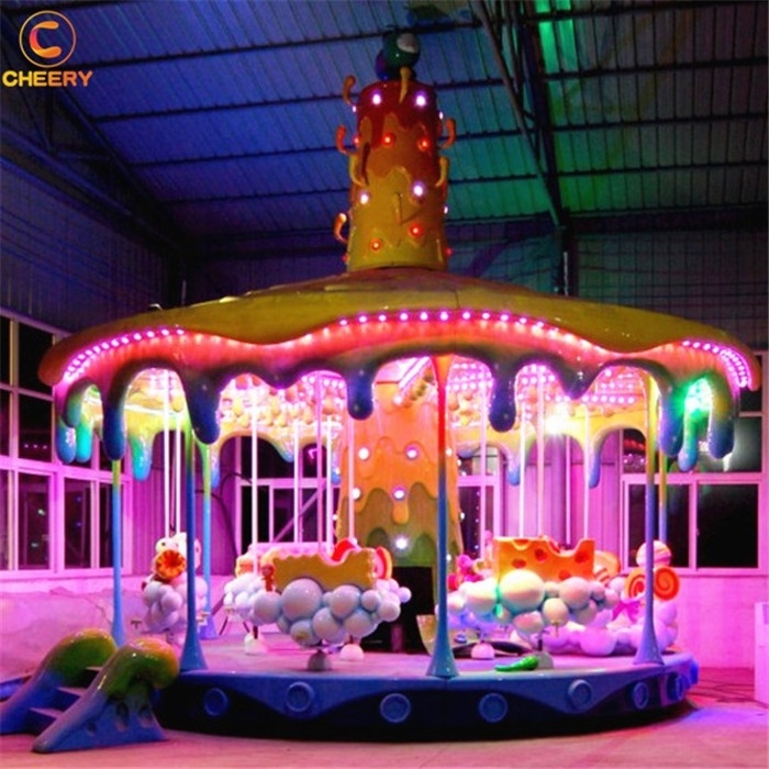 Central park outdoor christmas merry go round fiberglass carousel horse amusement game machine