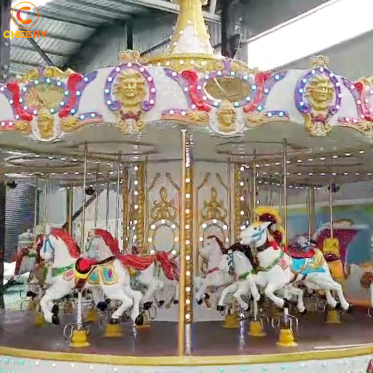 Customized amusement park equipment magic roundabout deluxue merry-go-round carousel horse kids rides