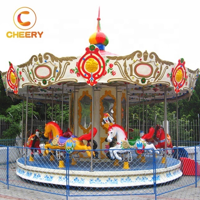 Central park outdoor christmas merry go round fiberglass carousel horse amusement game machine