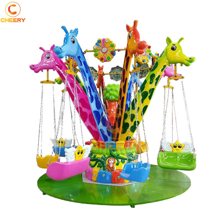 Factory Custom Amusement Park Attraction Giraffe Mini Flying Chair Rides Chain Swing Ride For Sale