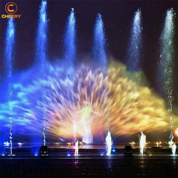 Unique square garden floating lake laser light show movie fountain music water screen for projector