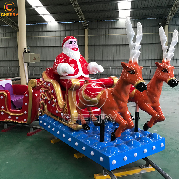 Attraction kids playground games Christmas Santa Claus electric mini train amusement park track train