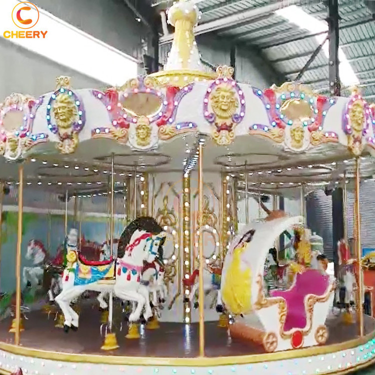 Customized amusement park equipment magic roundabout deluxue merry-go-round carousel horse kids rides