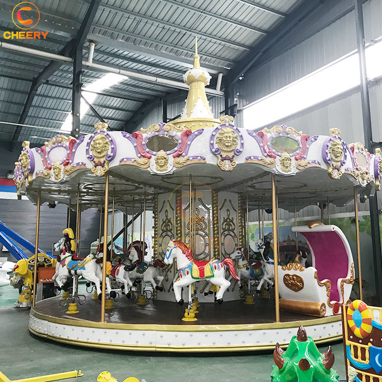 Customized amusement park equipment magic roundabout deluxue merry-go-round carousel horse kids rides