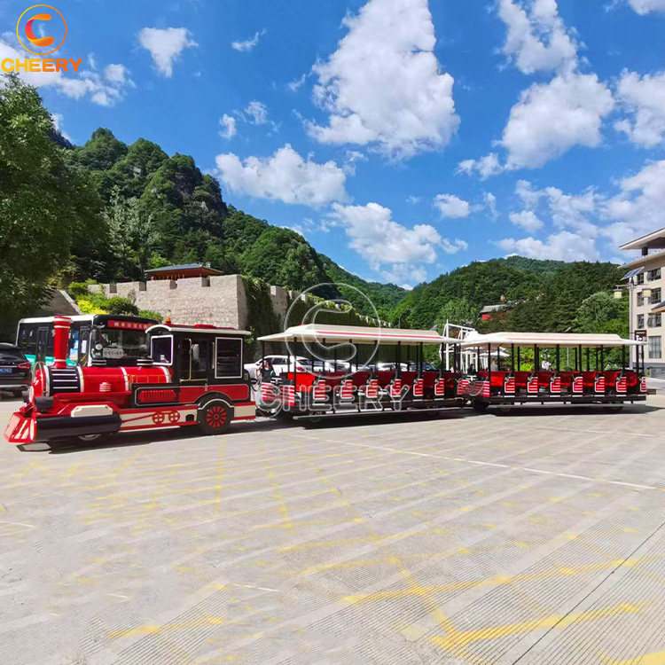 Cheery Amusement attraction park rides 72 seats diesel engine road tourist train sightseeing trackless train