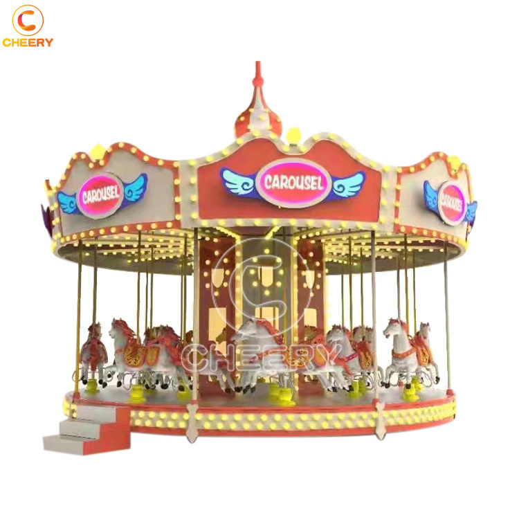 Christmas outdoor playground equipment musical carousel horse ride kids cheap merry go round for sale