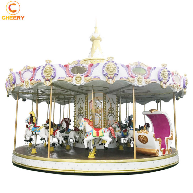 Customized amusement park equipment magic roundabout deluxue merry-go-round carousel horse kids rides