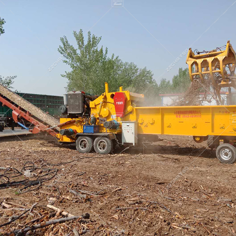 Forestry Machinery Wood Chipper Crusher Machine with Feeding Belt Conveyor