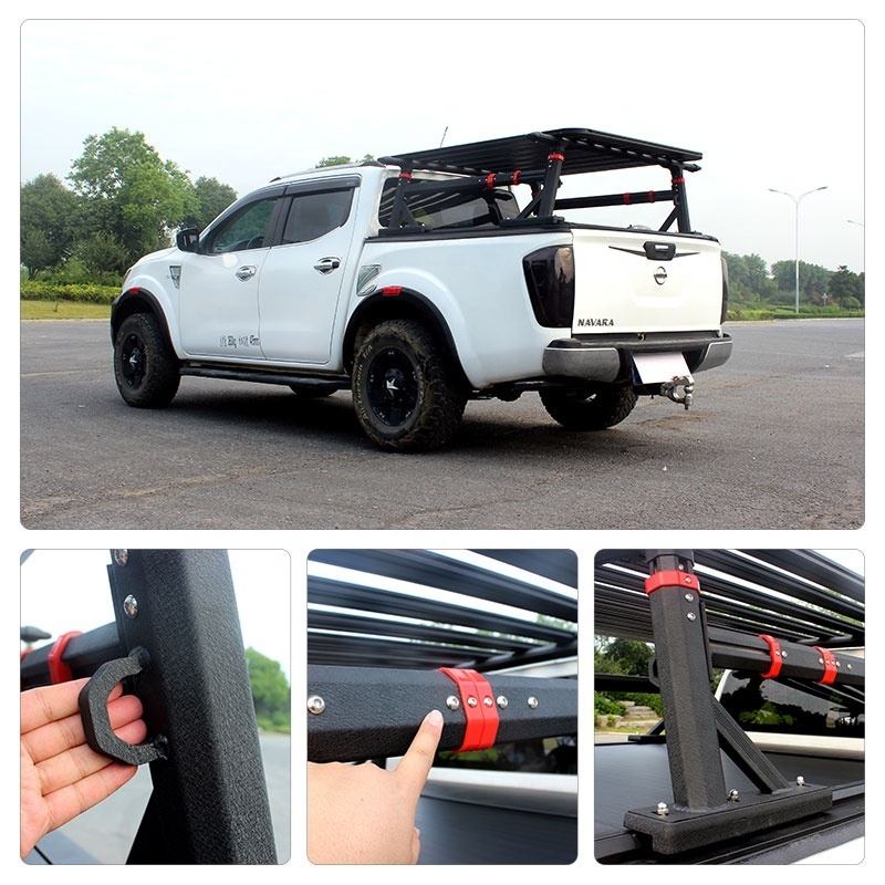 aluminum Basket Roof Rack bull bar and 4x4 anti Sport Roll Bar for hilux Revo vigo rocco