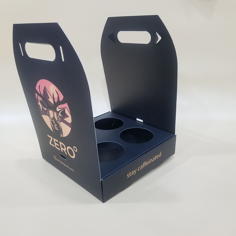 Disposable Take Away Cardboard Paper Cup Holder for Hot Cold Drinks