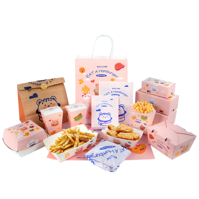 Disposable Food Grade French Fries Chicken Nugget Burger Paper Packaging Box