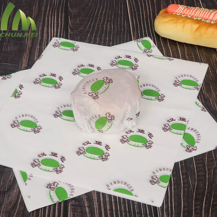 High quality custom food grade oil proof burger sandwich packaging paper