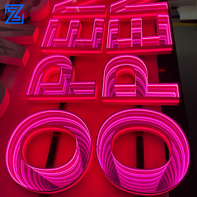 Customized Multi Layer Infinity Neon Mirror Acrylic Abyss Mirror Mini Letters Infinite Neon Sign