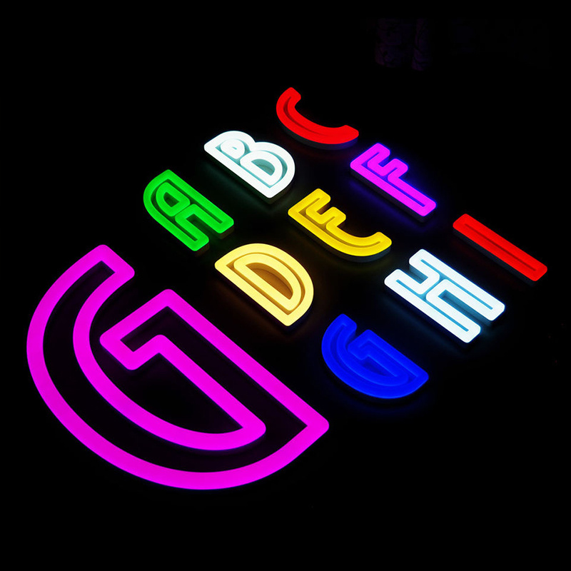 Custom made led light up neon letter sign for store name