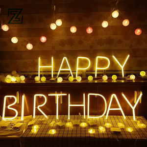 Drop shipping Cardboard Happy Birthday Acrylic Letters Electronic Custom Neons Sign LED Customized Night Light