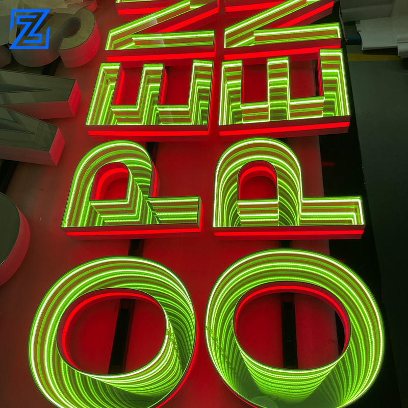 Large giant RGB led neon infinity mirror abyss 3ft 4ft light up letters big number sign for birthday wedding event decoration