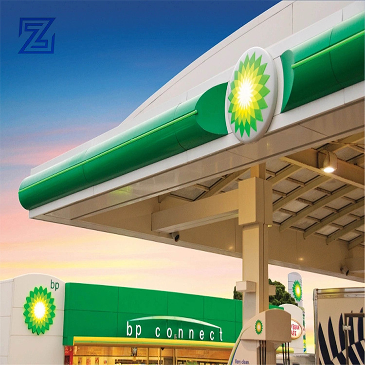 Custom supply gas station and Design Steel accessories micro pylon sign Frame design gas station canopy for sale to sell