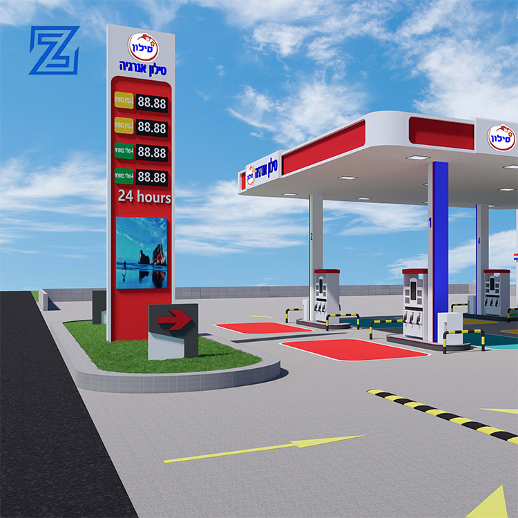 Custom gas station canopy and Design Steel accessories led canopy Frame fuel pump gas station