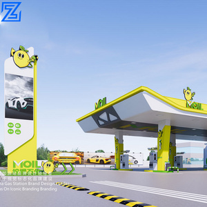 Custom gas station canopy steel structure and Design lemon petrol station