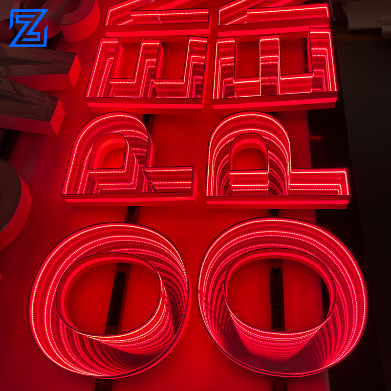 Large giant RGB led neon infinity mirror abyss 3ft 4ft light up letters big number sign for birthday wedding event decoration