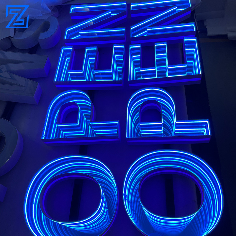 Custom Thousand Layer Magic Neon Mirror Rgb Letters Logo Custom Neon Led Sign Light For Shop