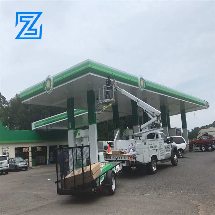 Intergrated LNG gas station prefabricated space frame steel structure petrol station construction