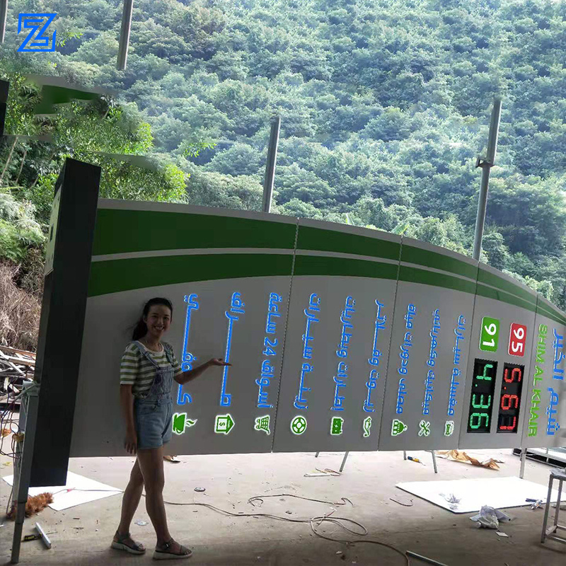 customize gas/fuel/petrol/gasoline station totem sign board indoor outdoor standing illuminated pylon signage