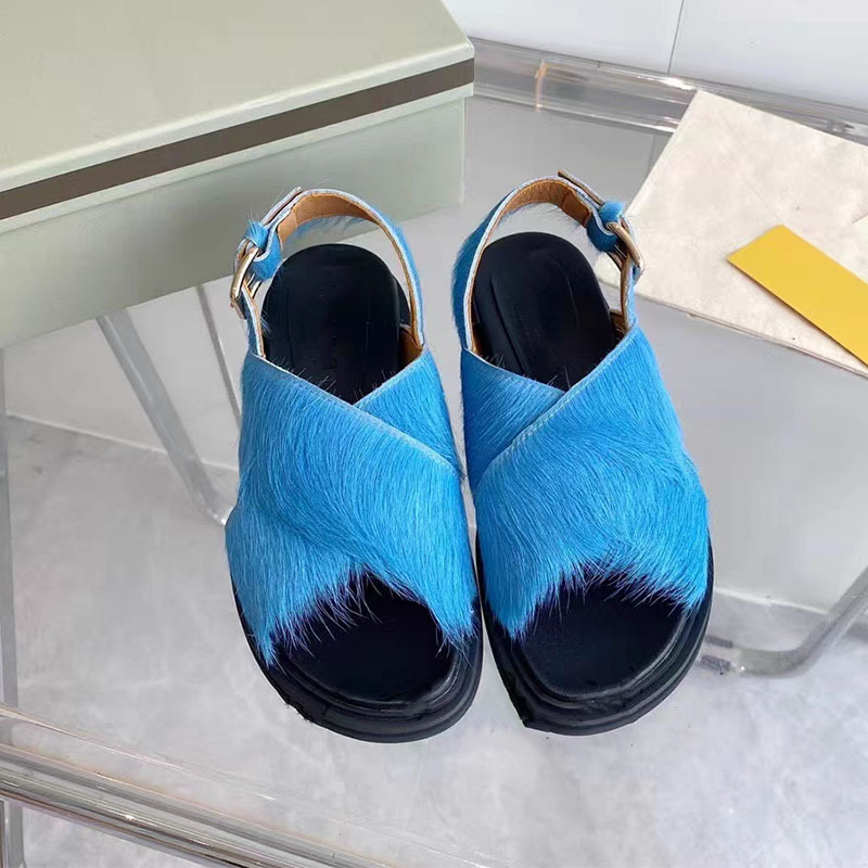 Wholesale Factory Customized GENUINE Leather Women Wool Casual Slippers Fashion Fur Slipper Real Horsehair Slippers Sandals 2024