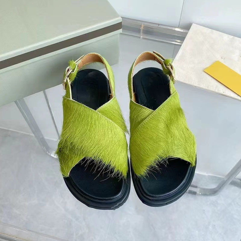 Wholesale Factory Customized GENUINE Leather Women Wool Casual Slippers Fashion Fur Slipper Real Horsehair Slippers Sandals 2024