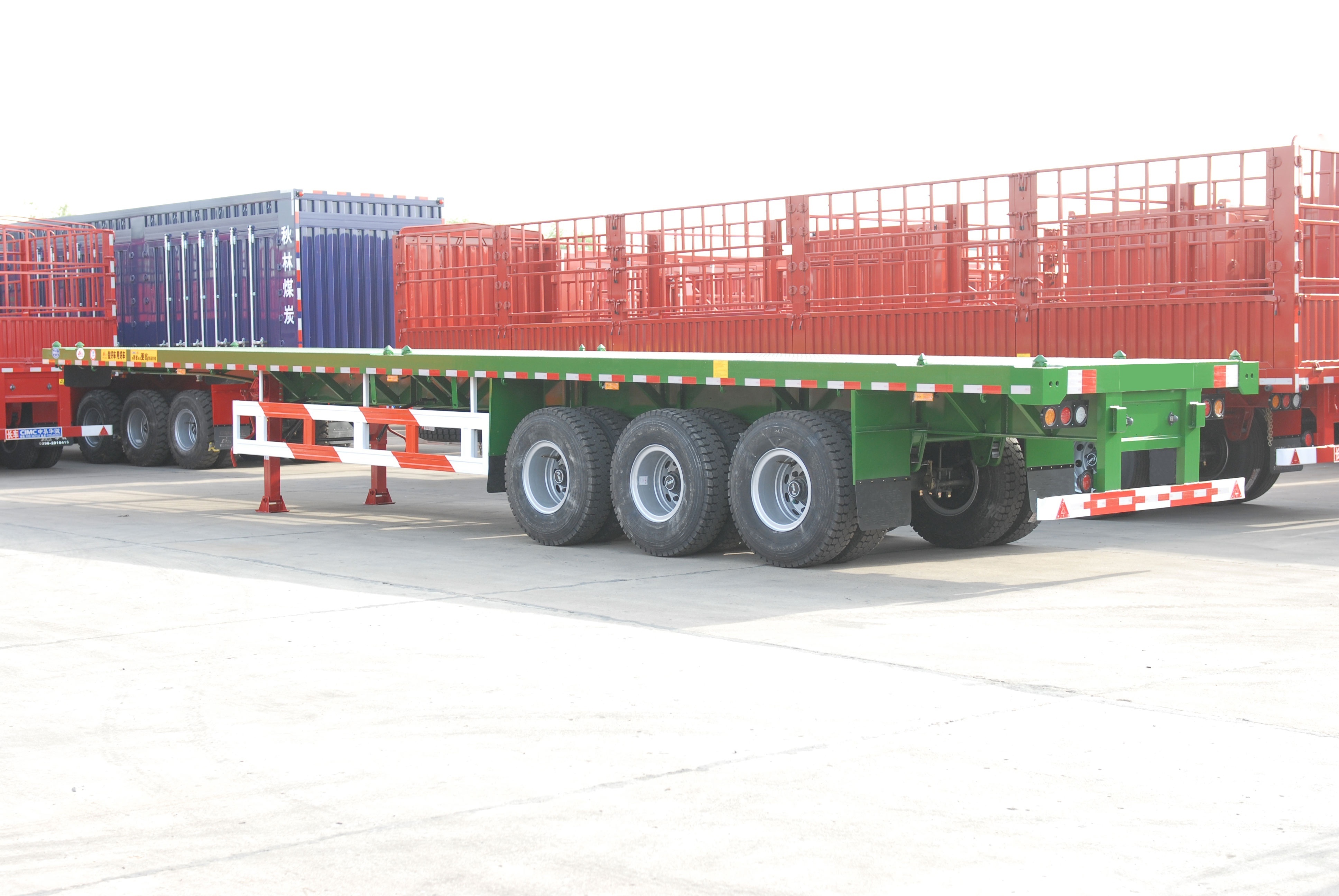 Tir Axle 40 Feet Flatbed Container Carrier Semi Truck Trailer