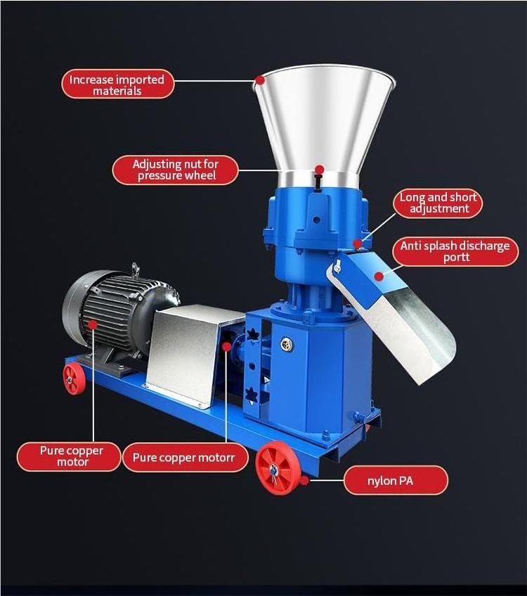 Feed pellet machinery breeding cattle and sheep pig feed pelletizing machinery straw grass corn pelle small feed machine