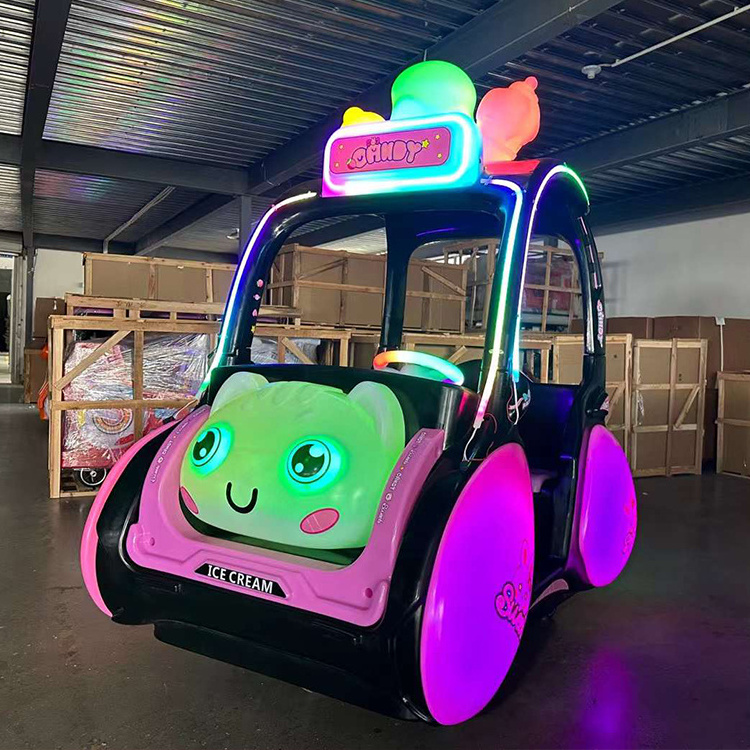 An Amusement Ride For Adults Luminous Electric Car A Two-Seater Amusement Park In The Square