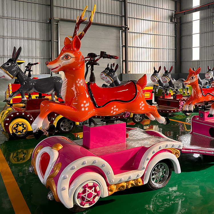 Hot sale fawn theme water park electric trackless tourist road train best price for passenger kids amusement ride