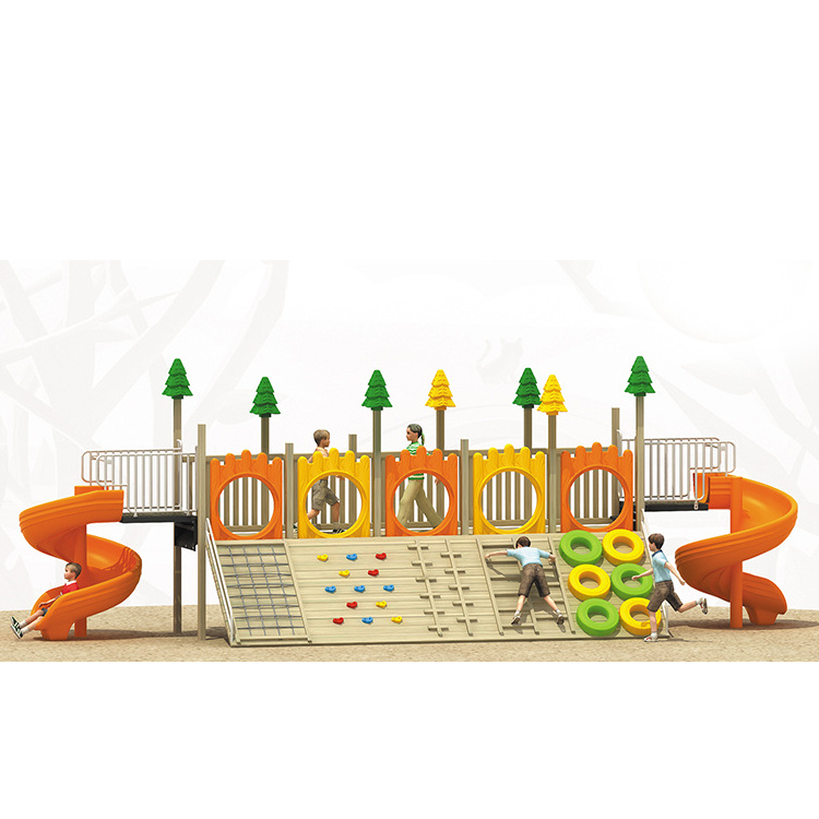 Kids Outdoor Wooden Playground Slide Children Playground Equipment Plastic Slide and Swing