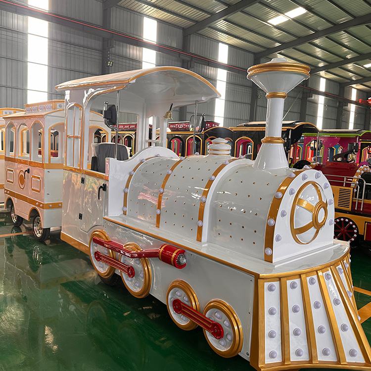 Hot sale fawn theme water park electric trackless tourist road train best price for passenger kids amusement ride