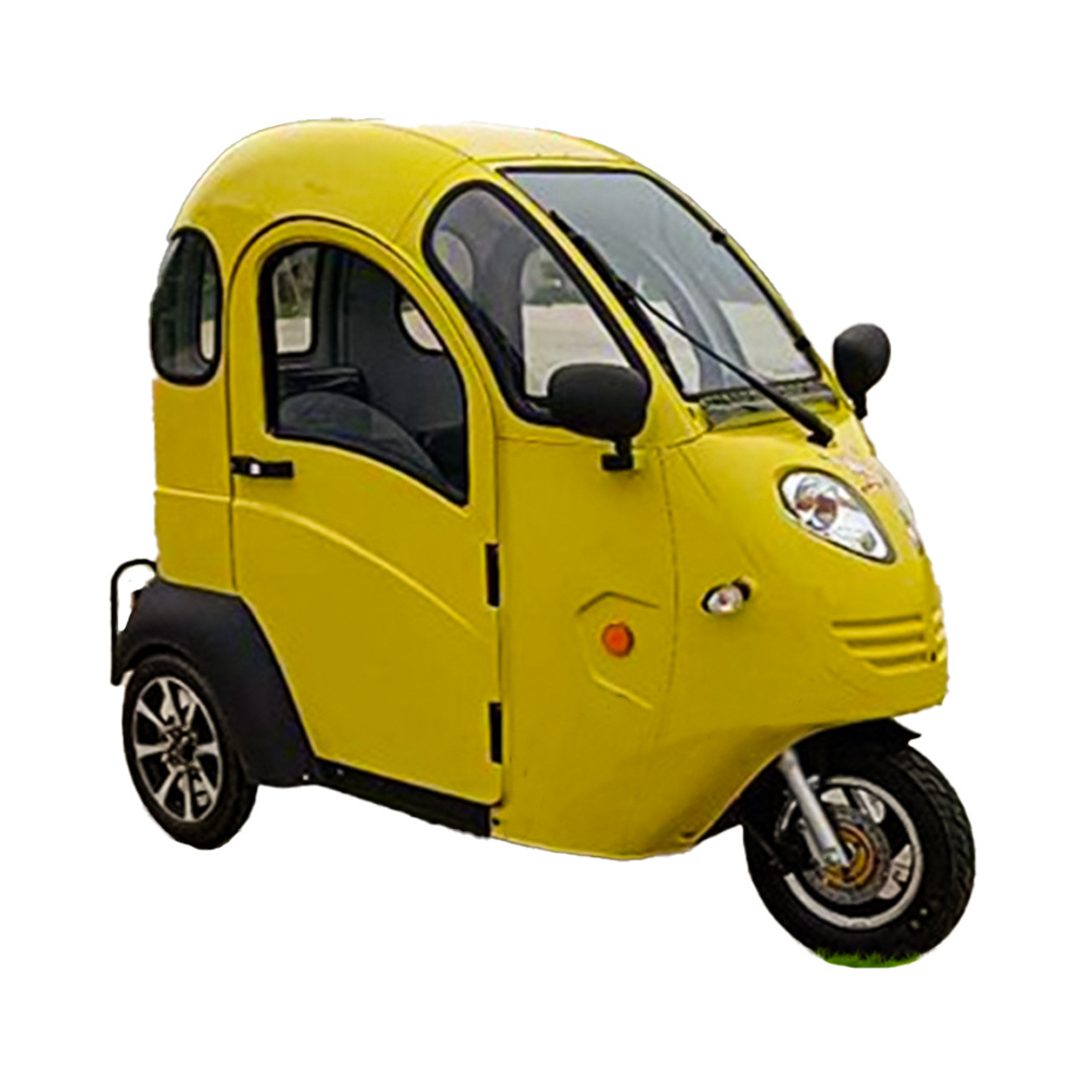 Full Closed Cabin 3 Seater Three Wheeler Electric Bike 60v 1000w Adult Enclosed Electric Tricycle Pasajeros With Plastic Cabin