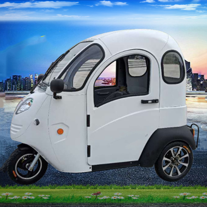 Fully closed passenger electric motorized tricycle 4 wheel Motorcycle Enclosed Cabin Bike Electric 3 wheel trycicles for sale