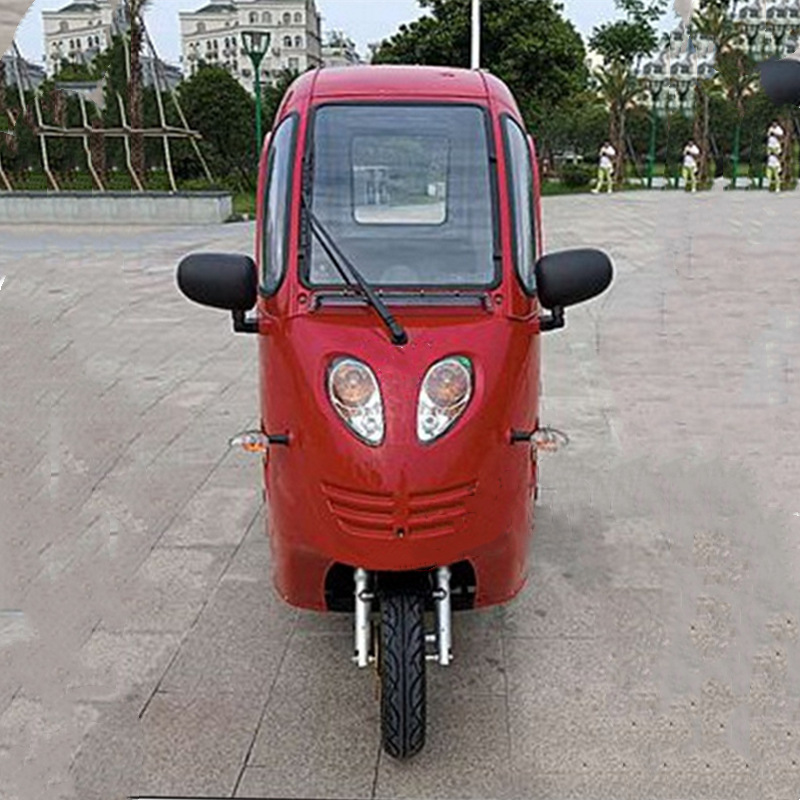 Full Closed Cabin 3 Seater Three Wheeler Electric Bike 60v 1000w Adult Enclosed Electric Tricycle Pasajeros With Plastic Cabin