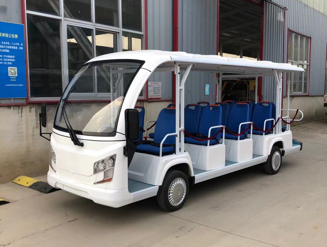 China Factory 14 Seat Children Electric Tourist Road Sightseeing Car Shuttle Mini Bus 14 Passenger Open Electric Sightseeing Bus