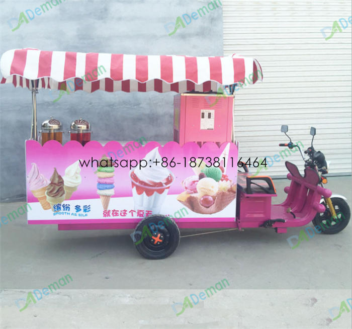 umbrella soft hard ice cream cart cold drinks freezer cooler refrigerator ice cream truck Mobile ice cream making cart