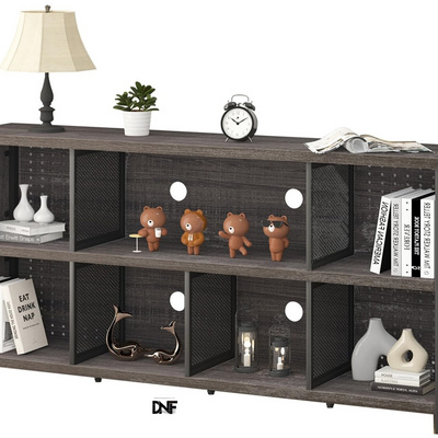 Cube, Modern Bedroom Living Room, Rustic Low Length Wooden Metal Office Cube Shelf,   Storage Bookcase,Wide Bookshelf