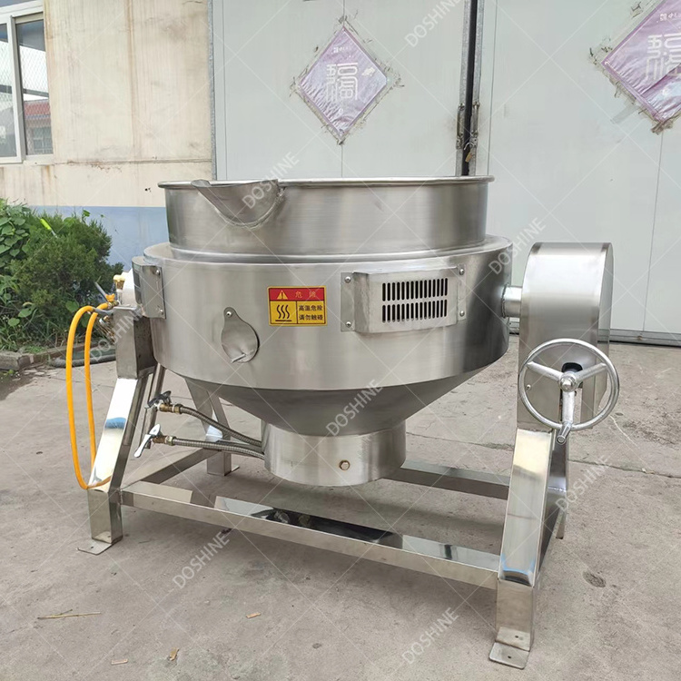 600L Honey Paste Making Machine Strawberry Jam Cooking Pot Gas Heating Jacketed Kettle With Agitator For Tomato Sauce