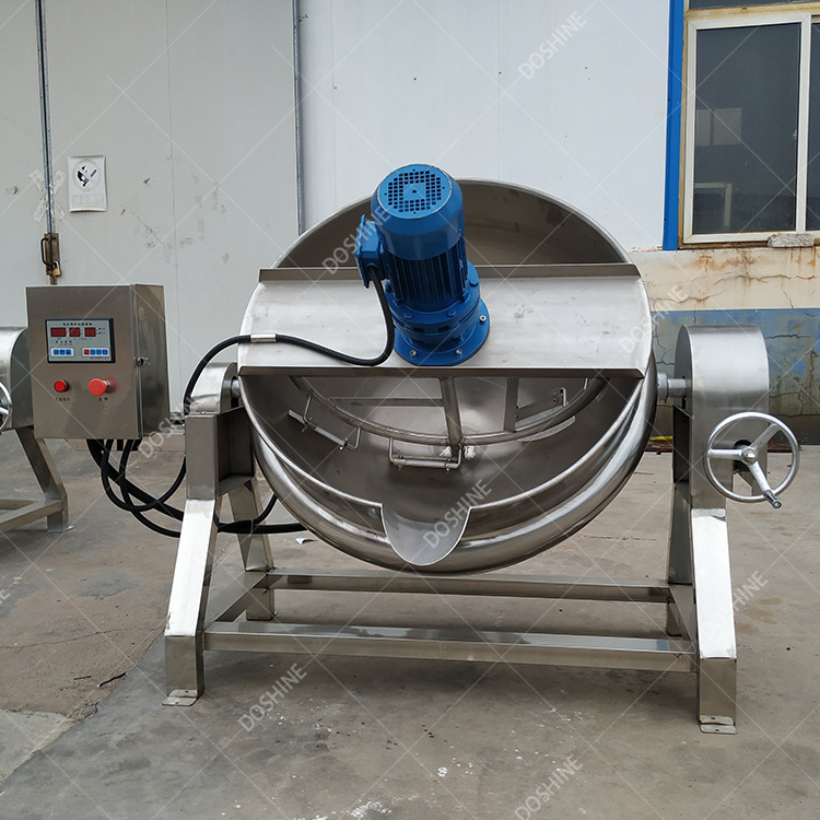 600L Honey Paste Making Machine Strawberry Jam Cooking Pot Gas Heating Jacketed Kettle With Agitator For Tomato Sauce